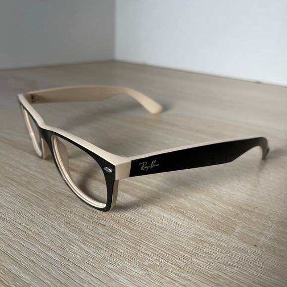 Ray-Ban RB2132 New Wayfarer 875 Sunglasses Frames Only Black Beige 52-18-145 - Picture 3 of 11